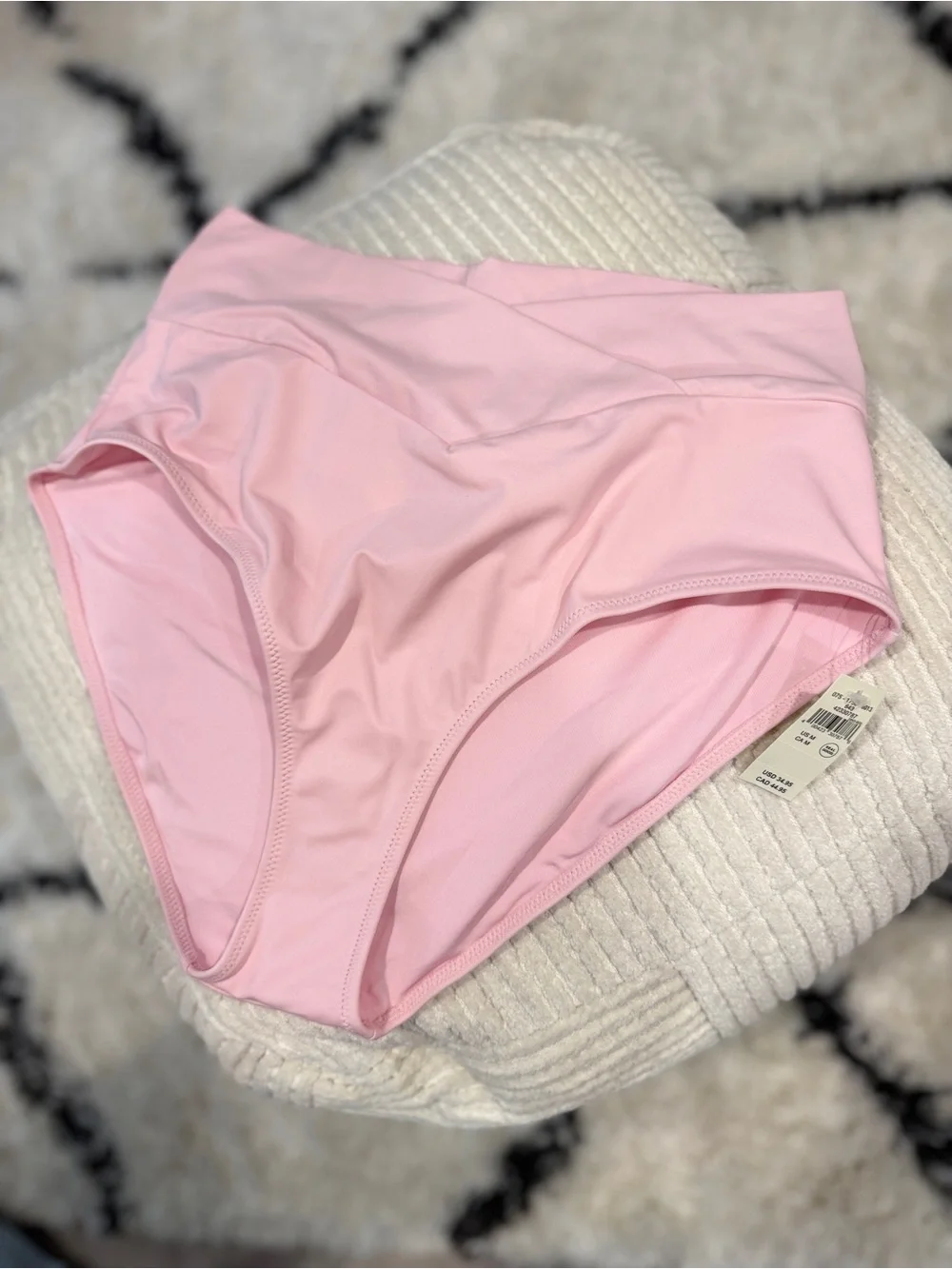 Aerie Crossover High Waisted Bikini Bottom Pink NWT Medium M